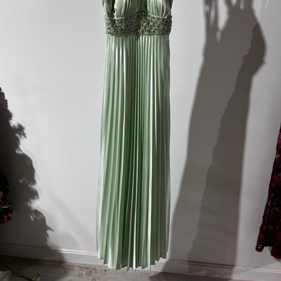 Light Green Prom Dress with Jeweled Neckline and Waist - Picture 9 of 9